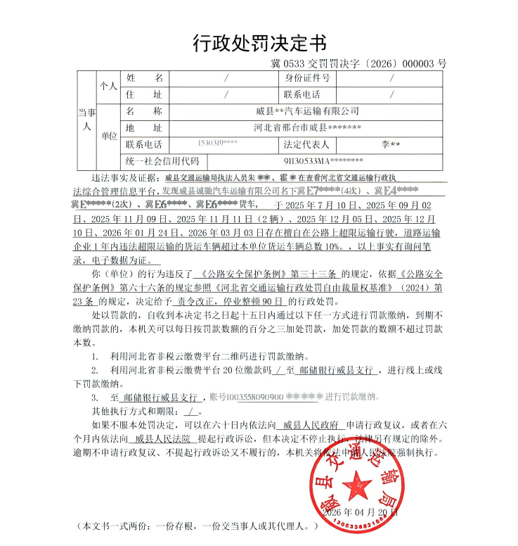 冀0533交罚罚决字20260003.png